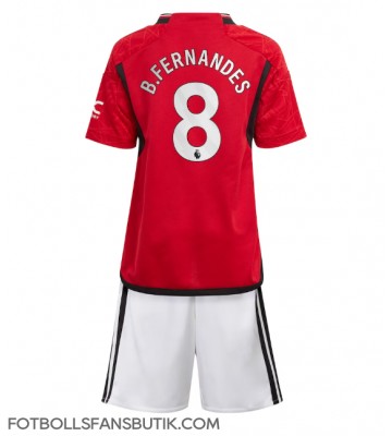 Manchester United Bruno Fernandes #8 Replika Hemmatröja Barn 2023-24 Kortärmad (+ Korta byxor)